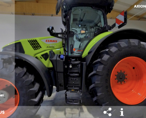 cette image montre un aperçu de l'interface de l'exposition virtuelle des machines agricoles présentées par Serco Land durant la foire AGRAMA 2022.