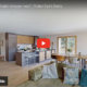Cette image montre une capture d'écran d'une vidéo YouTube de "3D Swiss View" présentant l'intérieur lumineux et bien aménagé d'un chalet moderne à vendre à Châtel-Saint-Denis.
