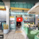 Cette image montre l'entrée du restaurant "La Maison d'Asie" à Genève, avec une terrasse accueillante, une enseigne visible et une invitation à une visite virtuelle en vidéo 3D
